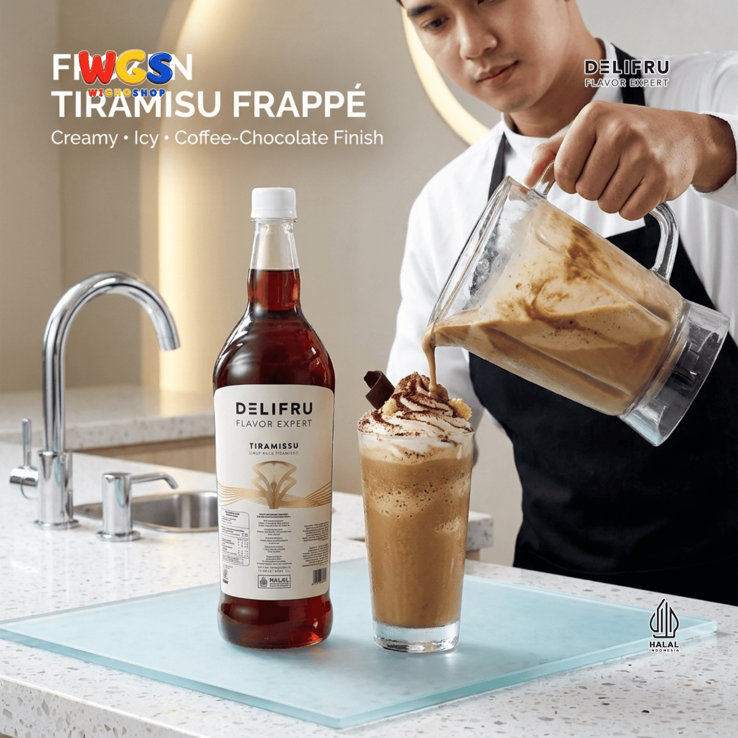 DELIFRU Raisin Syrup 1 Liter - Sirup Rasa Kismis untuk Mocktail Soda Iced Tea Milkshake Minuman Cafe Dessert Halal