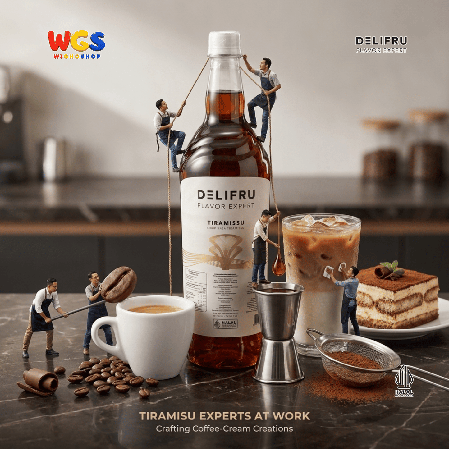 DELIFRU Raisin Syrup 1 Liter - Sirup Rasa Kismis untuk Mocktail Soda Iced Tea Milkshake Minuman Cafe Dessert Halal