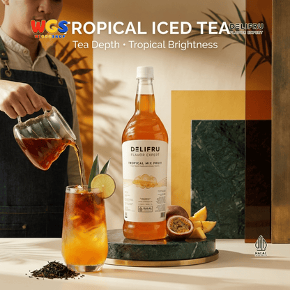 DELIFRU Tropical Mix Fruit Syrup 1 Liter - Sirup Campuran Buah Tropis untuk Mocktail, Soda, Iced Tea & Es Buah Halal