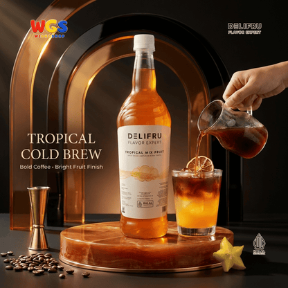 DELIFRU Tropical Mix Fruit Syrup 1 Liter - Sirup Campuran Buah Tropis untuk Mocktail, Soda, Iced Tea & Es Buah Halal