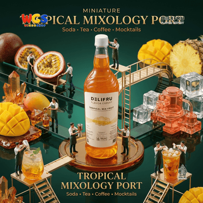 DELIFRU Tropical Mix Fruit Syrup 1 Liter - Sirup Campuran Buah Tropis untuk Mocktail, Soda, Iced Tea & Es Buah Halal
