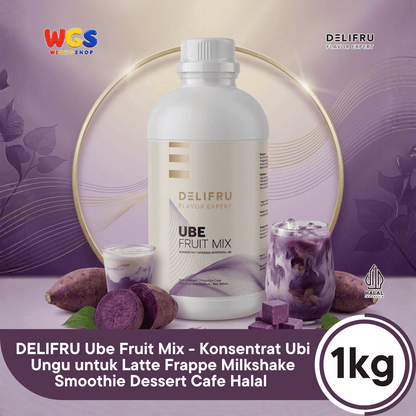 DELIFRU Ube Fruit Mix 1kg - Konsentrat Ubi Ungu untuk Ube Latte Milk Smoothie Frappe Minuman Cafe Halal