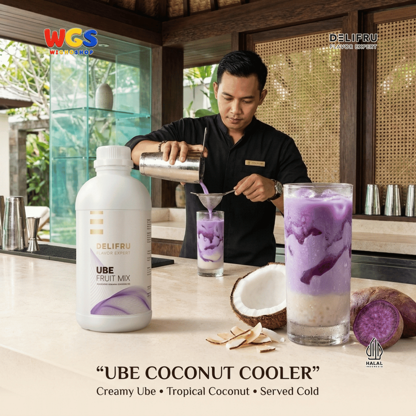 DELIFRU Ube Fruit Mix 1kg - Konsentrat Ubi Ungu untuk Ube Latte Milk Smoothie Frappe Minuman Cafe Halal