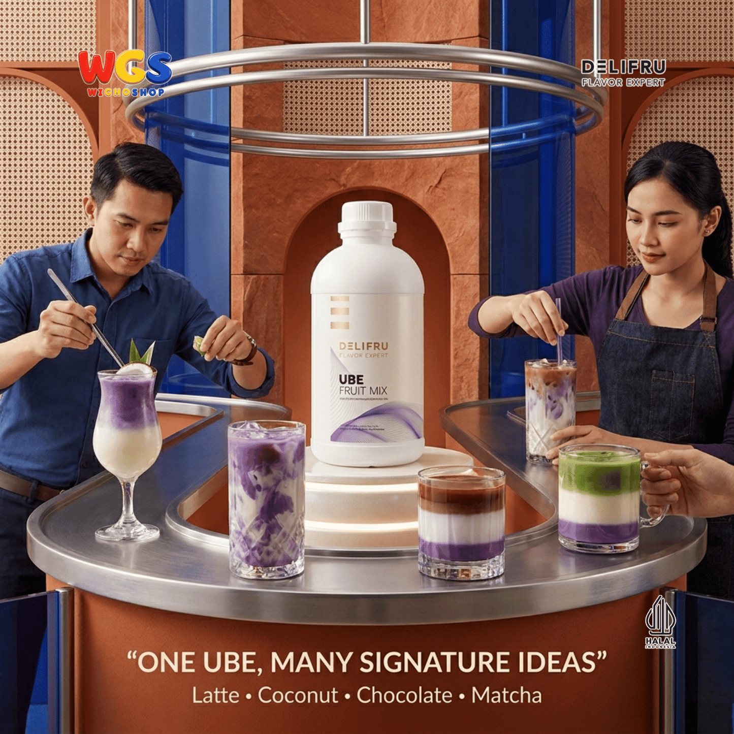 DELIFRU Ube Fruit Mix 1kg - Konsentrat Ubi Ungu untuk Ube Latte Milk Smoothie Frappe Minuman Cafe Halal
