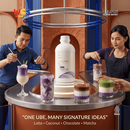 DELIFRU Ube Fruit Mix 1kg - Konsentrat Ubi Ungu untuk Ube Latte Milk Smoothie Frappe Minuman Cafe Halal