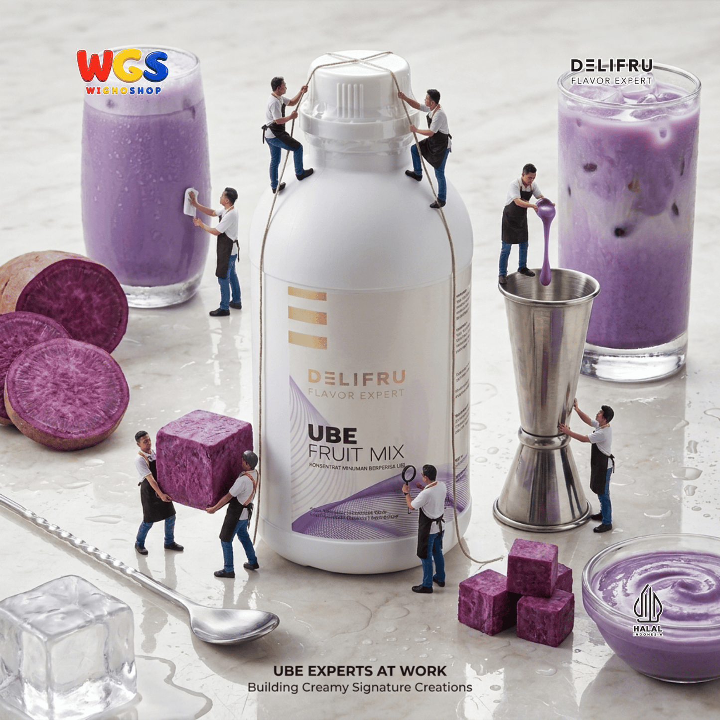 DELIFRU Ube Fruit Mix 1kg - Konsentrat Ubi Ungu untuk Ube Latte Milk Smoothie Frappe Minuman Cafe Halal