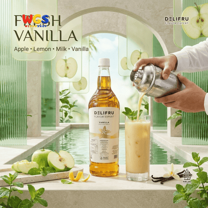 DELIFRU Vanilla Syrup 1 Liter - Sirup Rasa Vanila untuk Kopi Latte Cappuccino Cold Brew Milkshake Dessert Cafe Halal