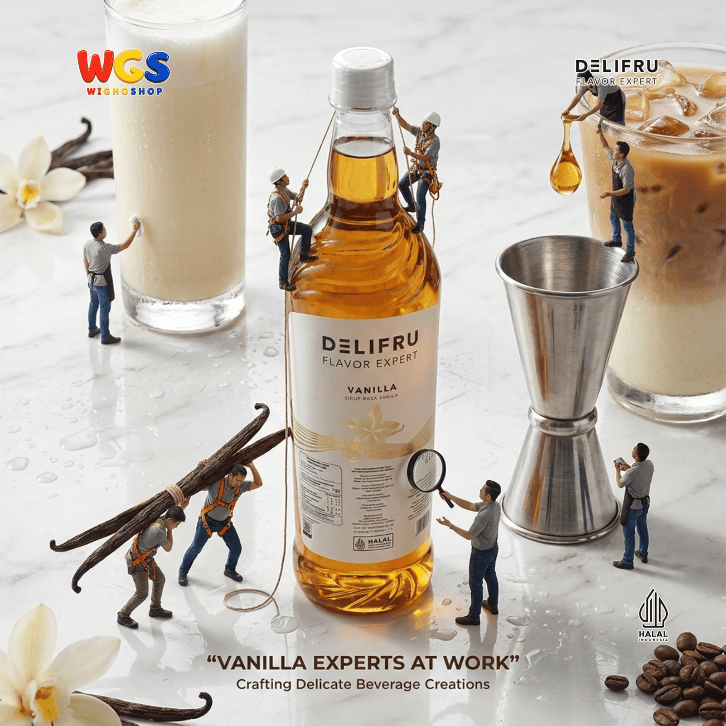 DELIFRU Vanilla Syrup 1 Liter - Sirup Rasa Vanila untuk Kopi Latte Cappuccino Cold Brew Milkshake Dessert Cafe Halal