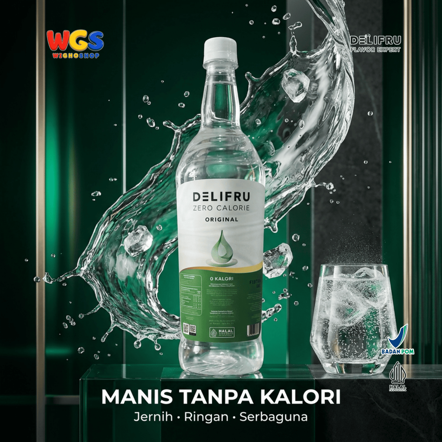 DELIFRU Zero Calorie Original Syrup 1 Liter - Sirup Tanpa Gula 0 Kalori untuk Kopi Teh Mocktail Minuman Diet Halal