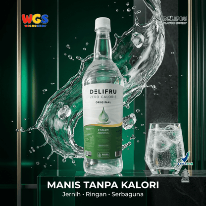 DELIFRU Zero Calorie Original Syrup 1 Liter - Sirup Tanpa Gula 0 Kalori untuk Kopi Teh Mocktail Minuman Diet Halal