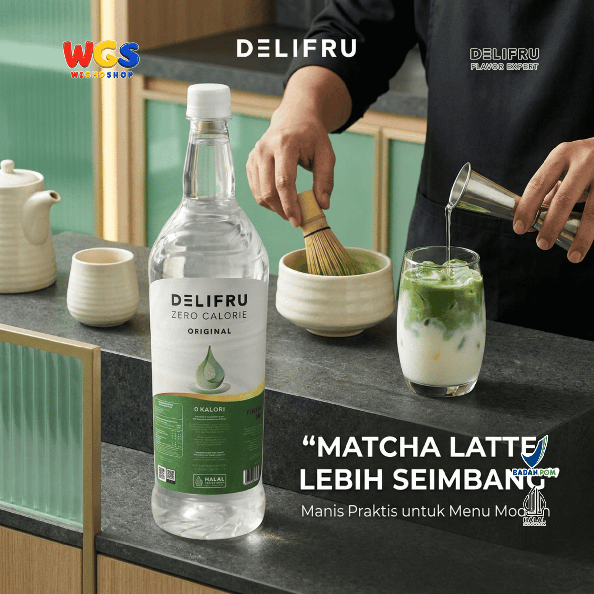 DELIFRU Zero Calorie Original Syrup 1 Liter - Sirup Tanpa Gula 0 Kalori untuk Kopi Teh Mocktail Minuman Diet Halal