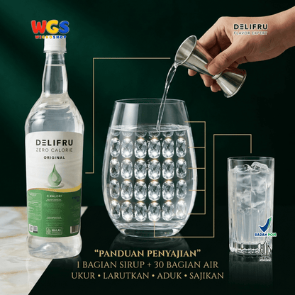 DELIFRU Zero Calorie Original Syrup 1 Liter - Sirup Tanpa Gula 0 Kalori untuk Kopi Teh Mocktail Minuman Diet Halal
