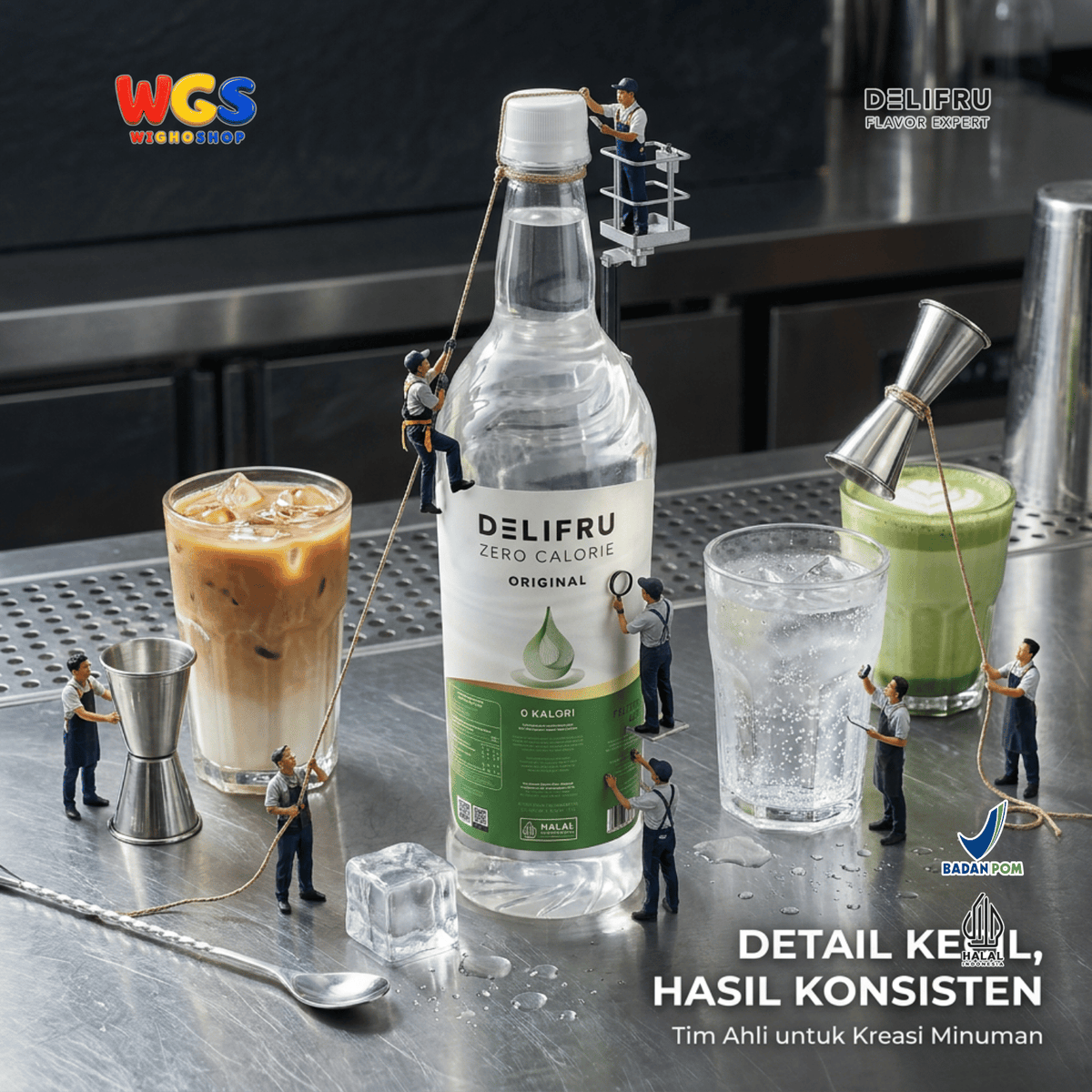 DELIFRU Zero Calorie Original Syrup 1 Liter - Sirup Tanpa Gula 0 Kalori untuk Kopi Teh Mocktail Minuman Diet Halal