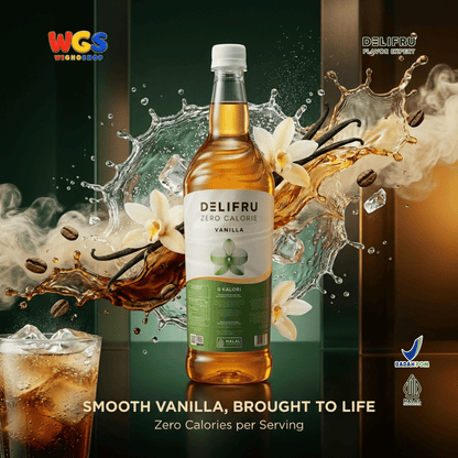 DELIFRU Zero Calorie Vanilla Syrup 1L - Sirup Vanilla Sugar Free Bebas Gula untuk Kopi Latte Minuman Cafe
