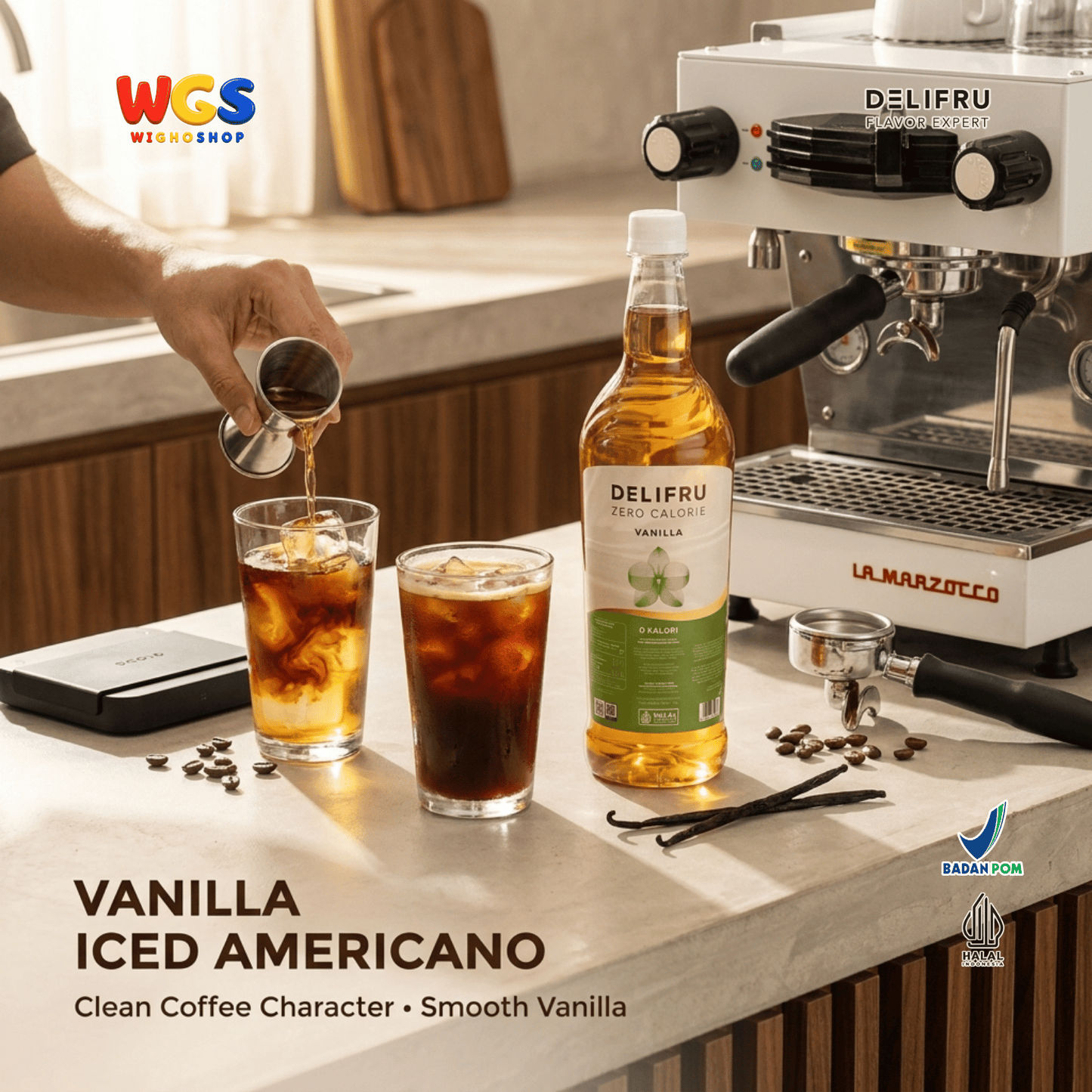DELIFRU Zero Calorie Vanilla Syrup 1L - Sirup Vanilla Sugar Free Bebas Gula untuk Kopi Latte Minuman Cafe