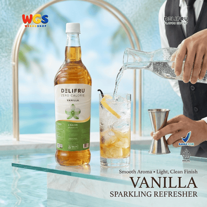 DELIFRU Zero Calorie Vanilla Syrup 1L - Sirup Vanilla Sugar Free Bebas Gula untuk Kopi Latte Minuman Cafe