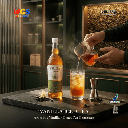 DELIFRU Zero Calorie Vanilla Syrup 1L - Sirup Vanilla Sugar Free Bebas Gula untuk Kopi Latte Minuman Cafe