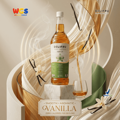 DELIFRU Zero Calorie Vanilla Syrup 1L - Sirup Vanilla Sugar Free Bebas Gula untuk Kopi Latte Minuman Cafe