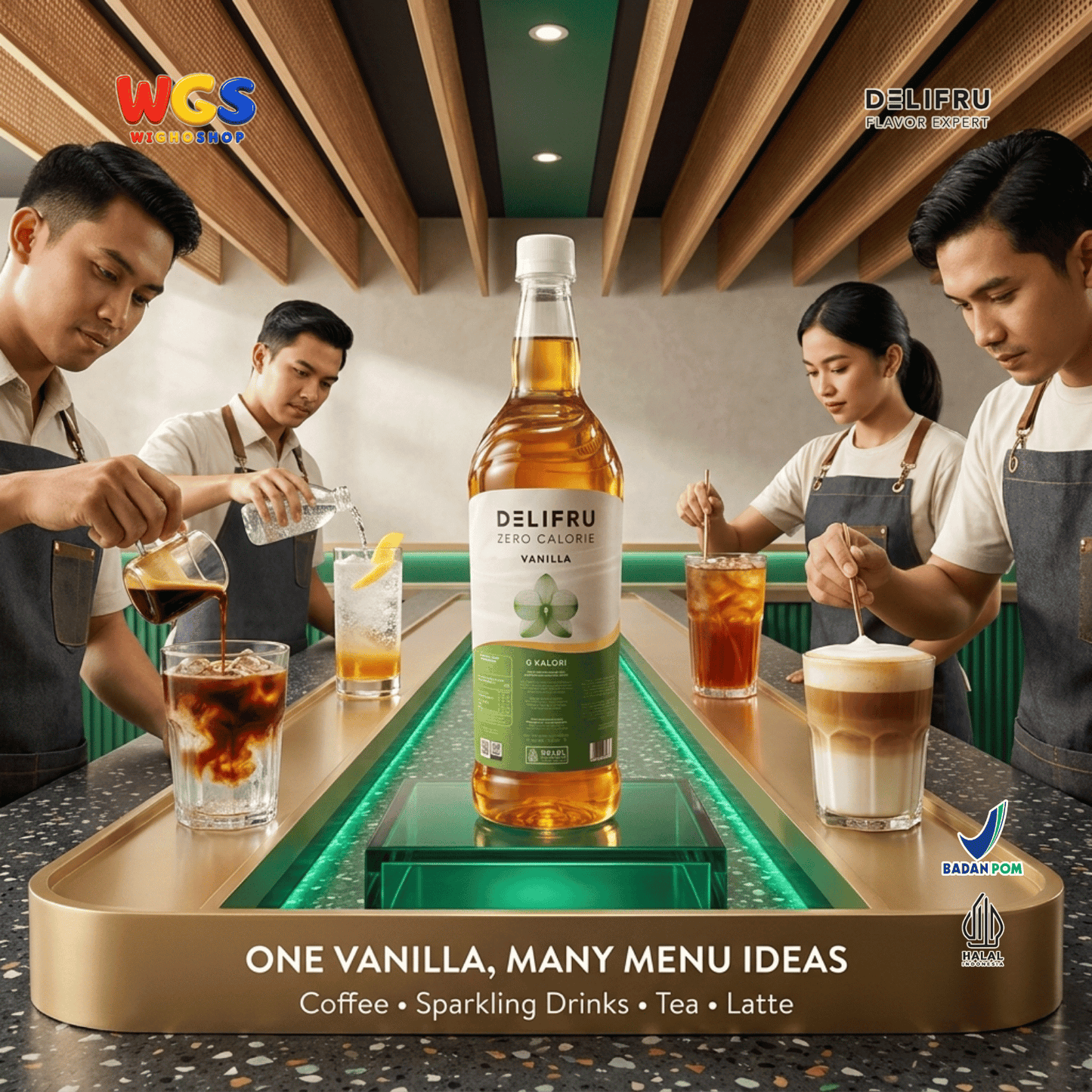 DELIFRU Zero Calorie Vanilla Syrup 1L - Sirup Vanilla Sugar Free Bebas Gula untuk Kopi Latte Minuman Cafe