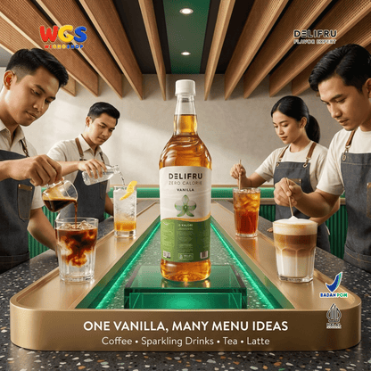 DELIFRU Zero Calorie Vanilla Syrup 1L - Sirup Vanilla Sugar Free Bebas Gula untuk Kopi Latte Minuman Cafe