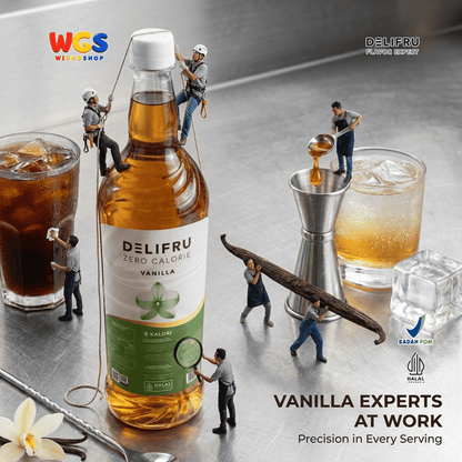 DELIFRU Zero Calorie Vanilla Syrup 1L - Sirup Vanilla Sugar Free Bebas Gula untuk Kopi Latte Minuman Cafe