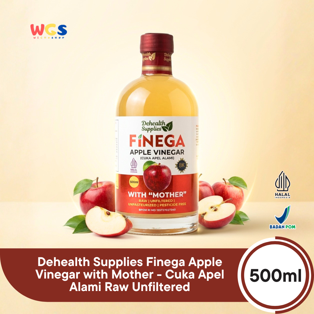 Dehealth Supplies Finega Apple Vinegar with Mother 500ml - Cuka Apel Alami Raw Unfiltered