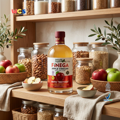 Dehealth Supplies Finega Apple Vinegar with Mother 500ml - Cuka Apel Alami Raw Unfiltered