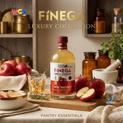 Dehealth Supplies Finega Apple Vinegar with Mother 500ml - Cuka Apel Alami Raw Unfiltered