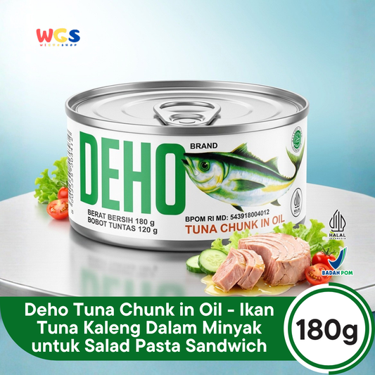 Deho Tuna Chunk in Oil 180g - Ikan Tuna Kaleng Dalam Minyak untuk Salad Pasta Sandwich