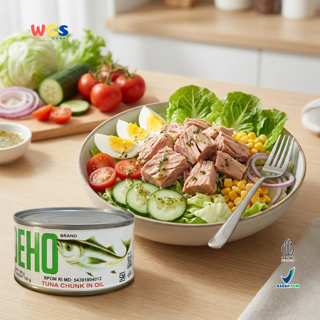 Deho Tuna Chunk in Oil 180g - Ikan Tuna Kaleng Dalam Minyak untuk Salad Pasta Sandwich