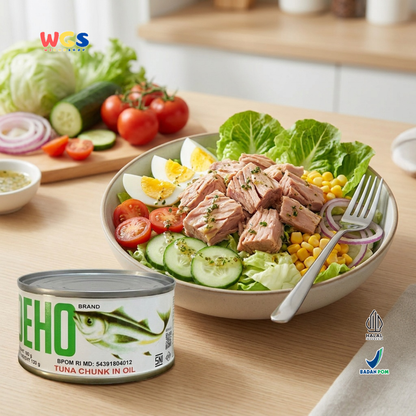 Deho Tuna Chunk in Oil 180g - Ikan Tuna Kaleng Dalam Minyak untuk Salad Pasta Sandwich