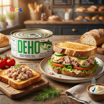 Deho Tuna Chunk in Oil 180g - Ikan Tuna Kaleng Dalam Minyak untuk Salad Pasta Sandwich