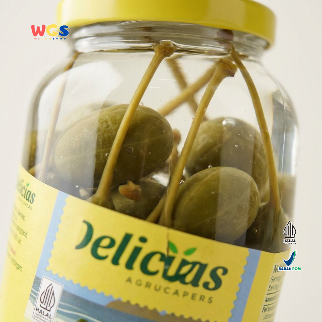 Delicias Caperberries 250g - Acar Capers Berry Premium Asam Gurih untuk Salad & Masakan Mediterania