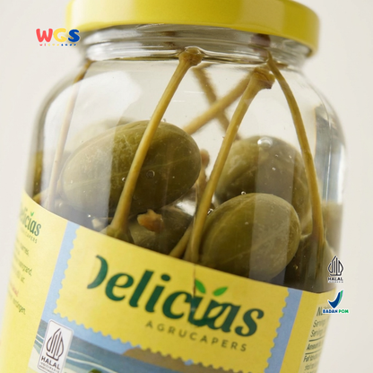 Delicias Caperberries 250g - Acar Capers Berry Premium Asam Gurih untuk Salad & Masakan Mediterania
