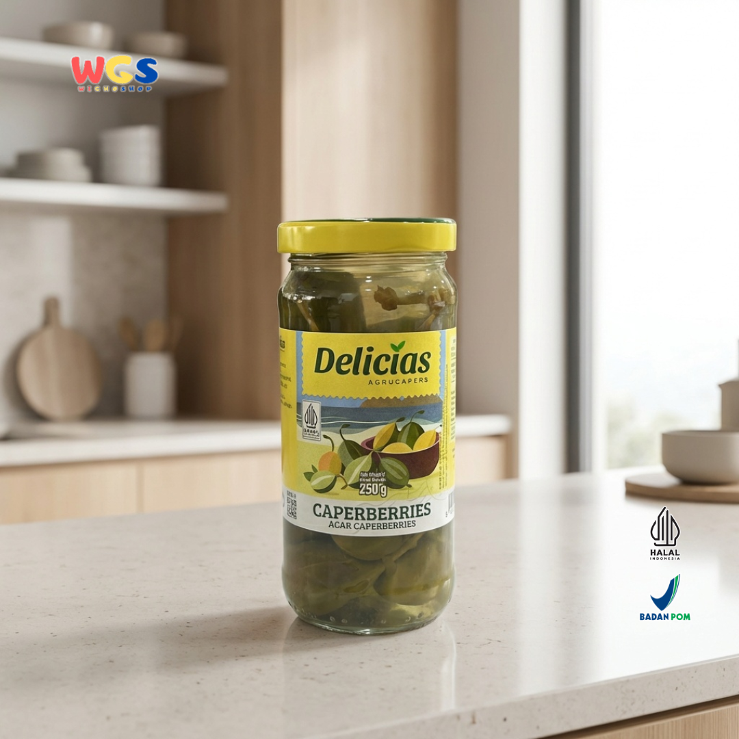 Delicias Caperberries 250g - Acar Capers Berry Premium Asam Gurih untuk Salad & Masakan Mediterania