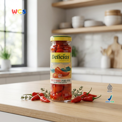 Delicias Spicy Red Piri-Piri 100g - Acar Cabe Merah Pedas Asam Gurih untuk Masakan & Topping