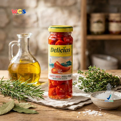 Delicias Spicy Red Piri-Piri 100g - Acar Cabe Merah Pedas Asam Gurih untuk Masakan & Topping