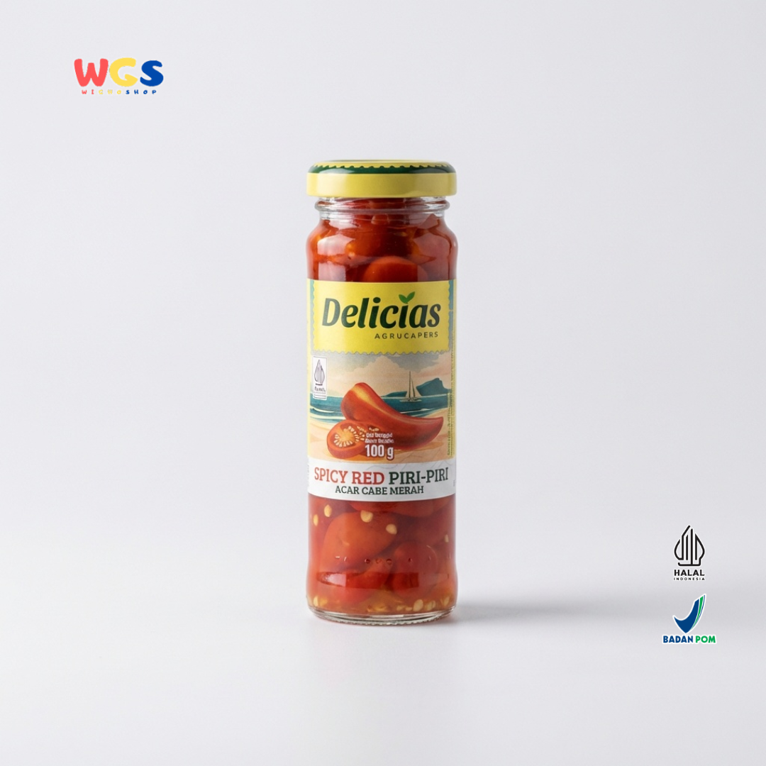Delicias Spicy Red Piri-Piri 100g - Acar Cabe Merah Pedas Asam Gurih untuk Masakan & Topping