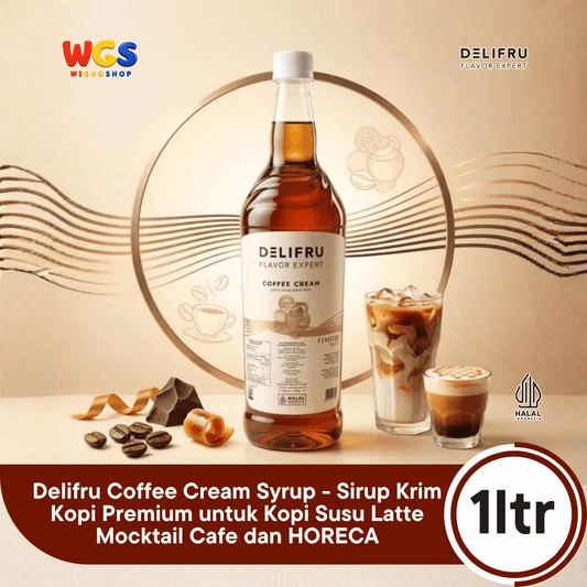 DELIFRU Coffee Cream Syrup 1 Liter - Sirup Krim Kopi untuk Latte, Frappe, Milkshake, Kopi Susu & Dessert Halal