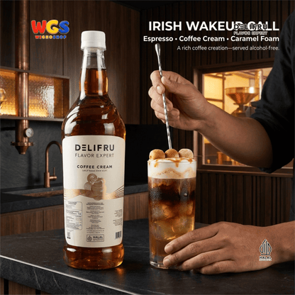 DELIFRU Coffee Cream Syrup 1 Liter - Sirup Krim Kopi untuk Latte, Frappe, Milkshake, Kopi Susu & Dessert Halal