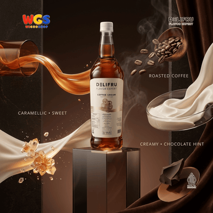 DELIFRU Coffee Cream Syrup 1 Liter - Sirup Krim Kopi untuk Latte, Frappe, Milkshake, Kopi Susu & Dessert Halal