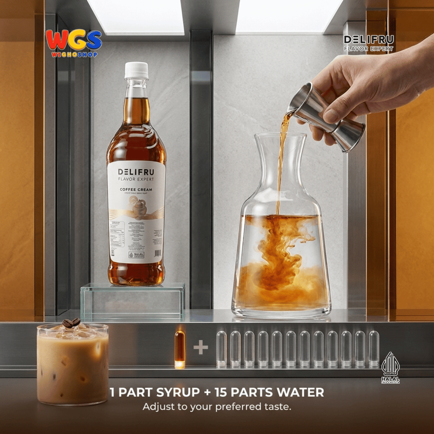 DELIFRU Coffee Cream Syrup 1 Liter - Sirup Krim Kopi untuk Latte, Frappe, Milkshake, Kopi Susu & Dessert Halal