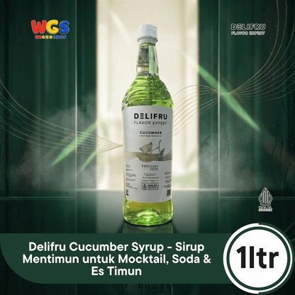 Delifru Cucumber Syrup 1L - Sirup Mentimun untuk Mocktail, Soda & Es Timun
