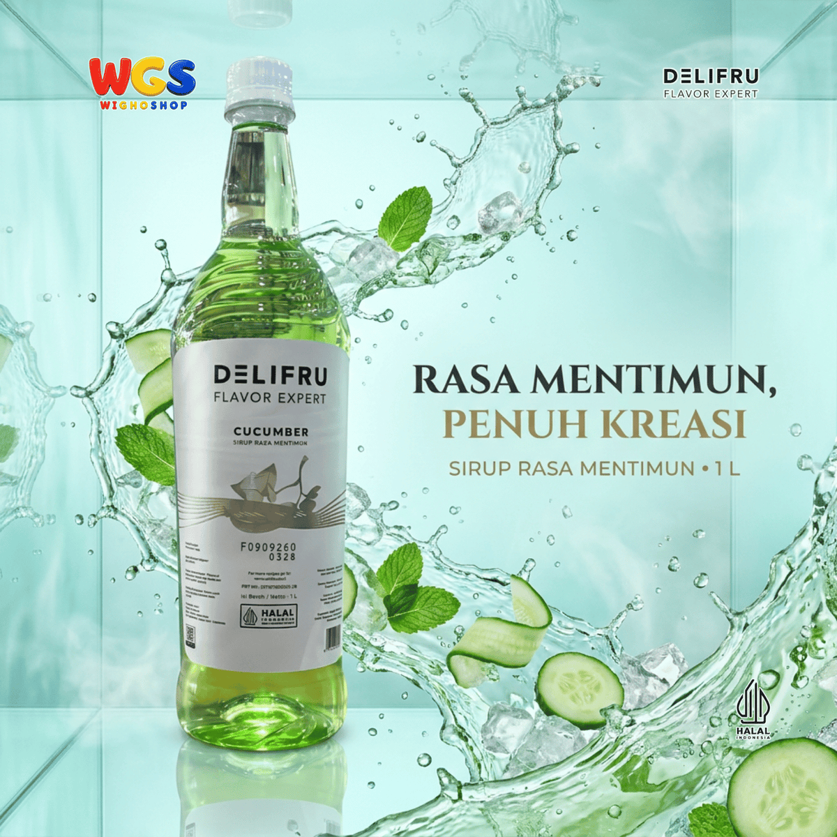 Delifru Cucumber Syrup 1L - Sirup Mentimun untuk Mocktail, Soda & Es Timun