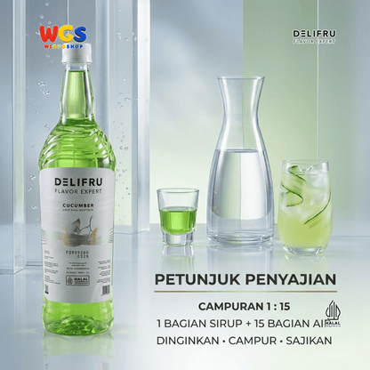 Delifru Cucumber Syrup 1L - Sirup Mentimun untuk Mocktail, Soda & Es Timun