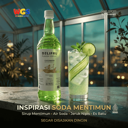 Delifru Cucumber Syrup 1L - Sirup Mentimun untuk Mocktail, Soda & Es Timun