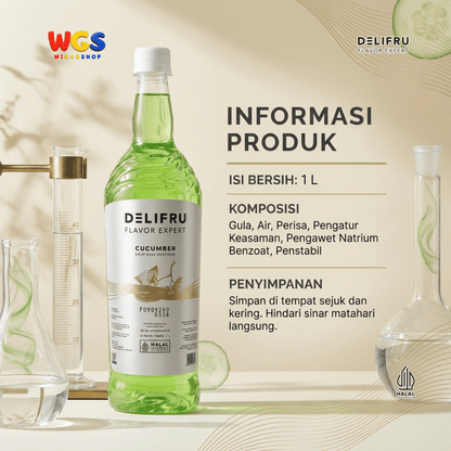 Delifru Cucumber Syrup 1L - Sirup Mentimun untuk Mocktail, Soda & Es Timun