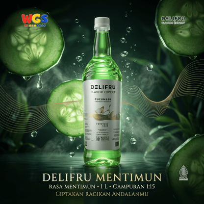 Delifru Cucumber Syrup 1L - Sirup Mentimun untuk Mocktail, Soda & Es Timun