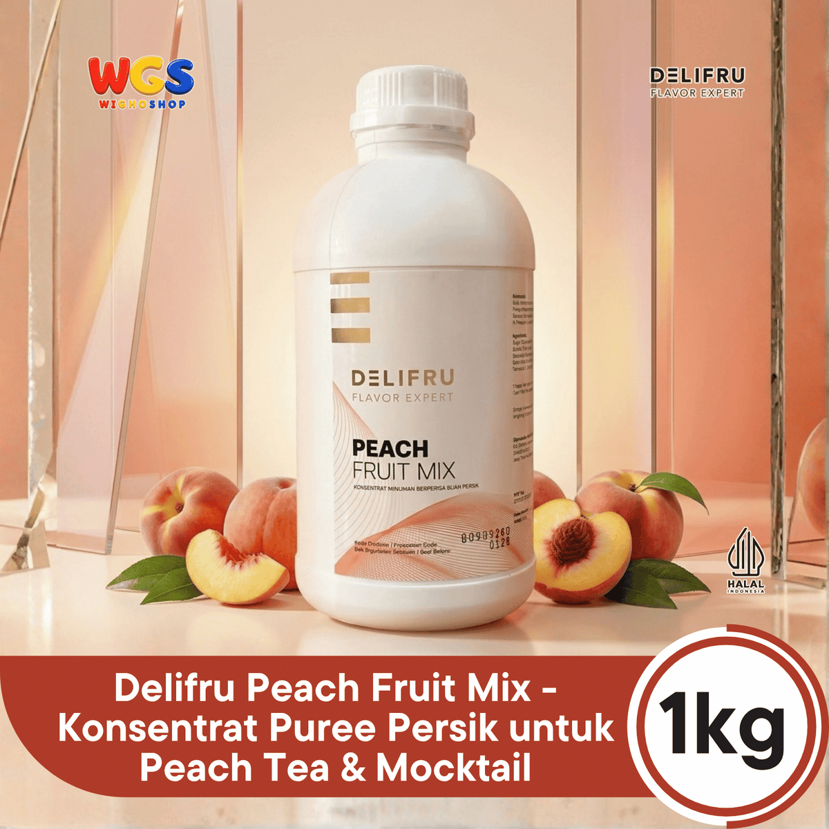 Delifru Peach Fruit Mix 1kg - Konsentrat Puree Persik untuk Peach Tea & Mocktail