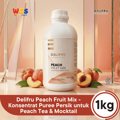 Delifru Peach Fruit Mix 1kg - Konsentrat Puree Persik untuk Peach Tea & Mocktail